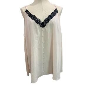 3X Torrid Woman Blush Pink Cami Black Lace V-Neck Cami Camisole Shirt